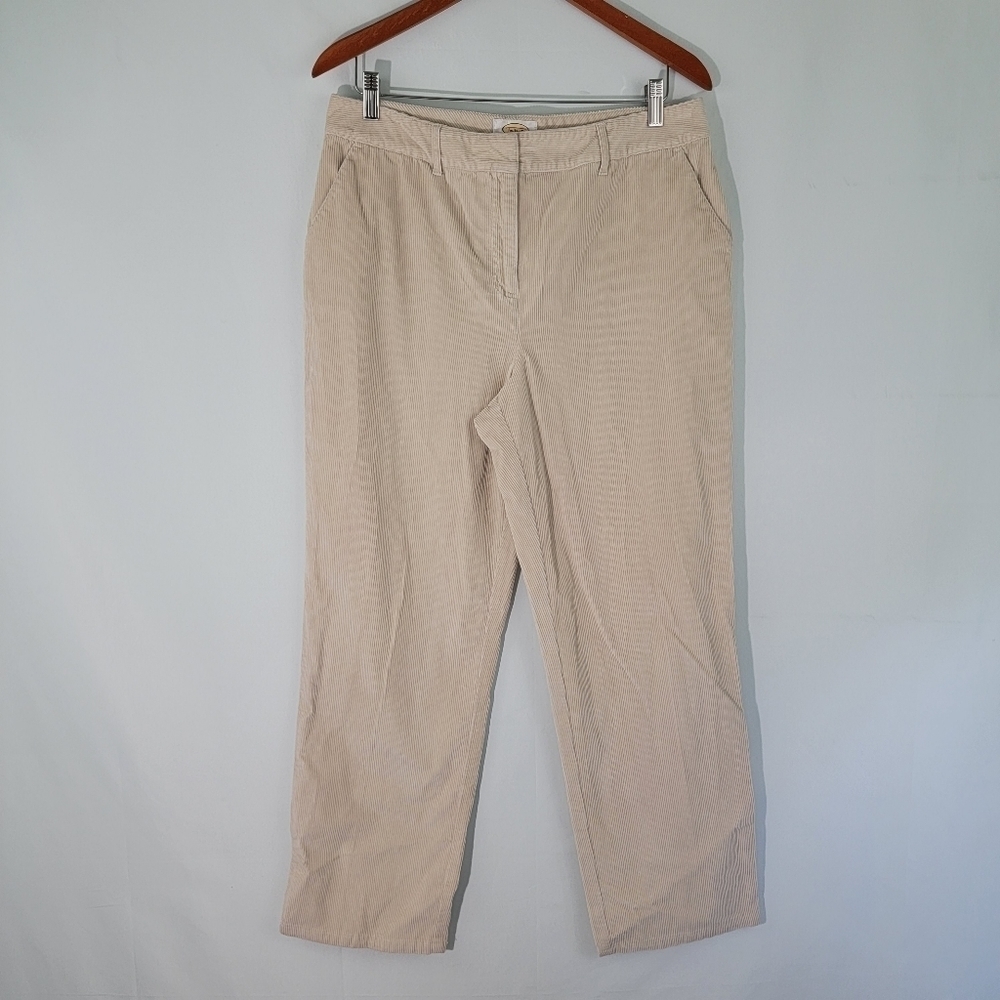 Talbot's Stretch Oatmeal Corduroy Jeans Sz 14 High Rise Straight Leg Grandmacore